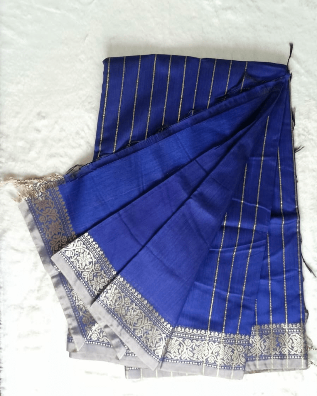 10 Royal Blue Cotton Saree - Image 1