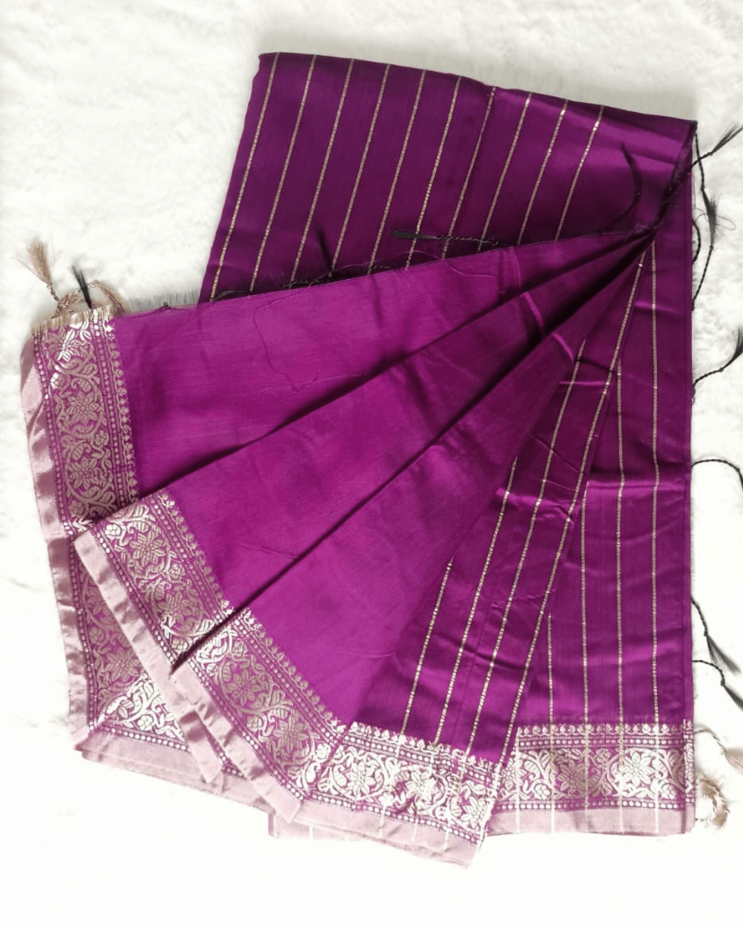 11 Deep Purple Cotton Saree - Image 1
