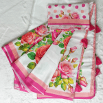 Rose Printed Half-Silk Saree