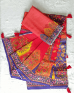 Multicolor Digitally Printed Half-Silk Saree - Image 3