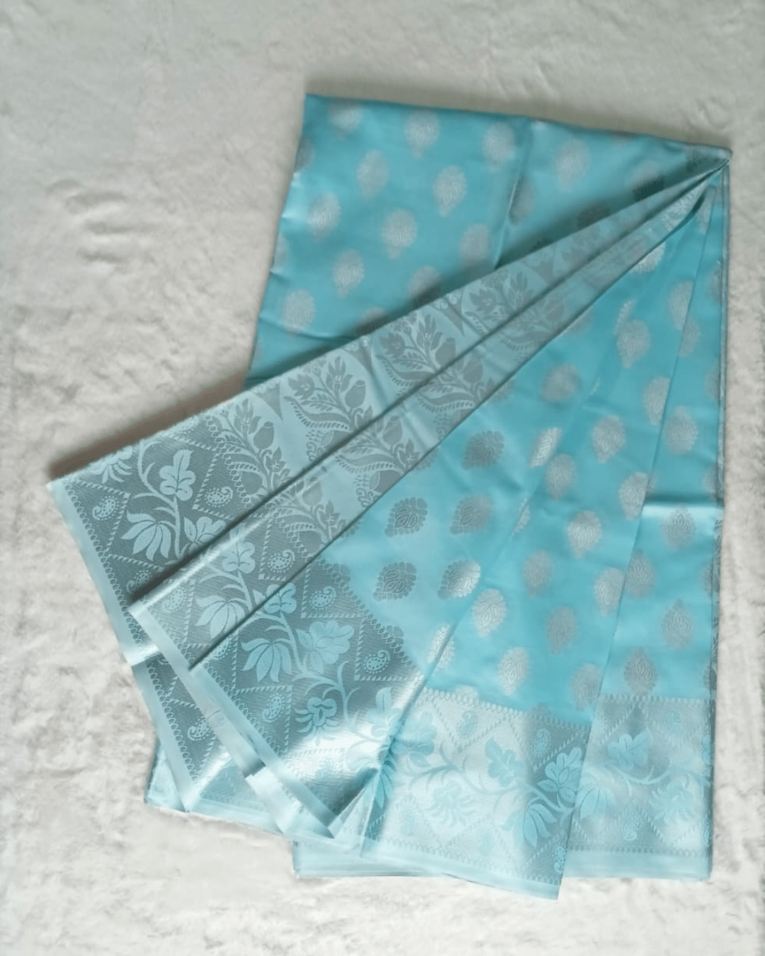 5 Aqua Blue Katan Saree - Image 1