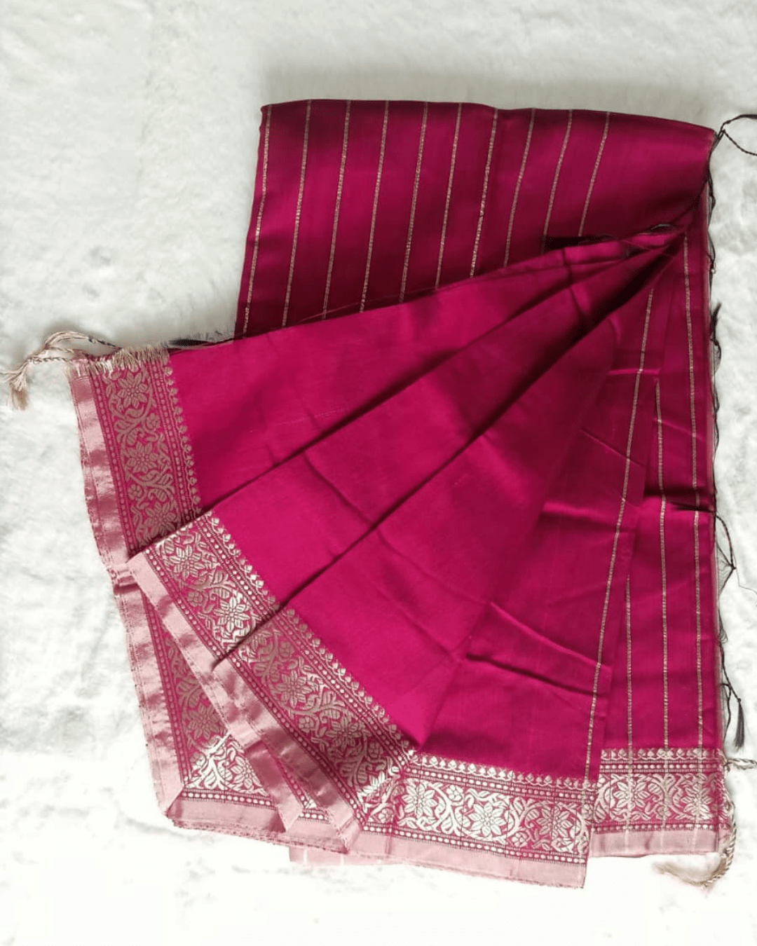 9 Magenta Cotton Saree - Image 1