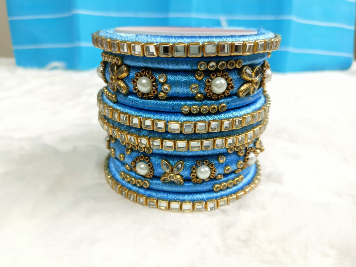 IMG-20251103-WA0045 Aqua Blue Handcrafted Bangle Set - Image 1