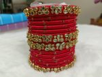 Handcrafted Red & Kundan Bangles