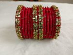 Handcrafted Red & Kundan Bangles - Image 2